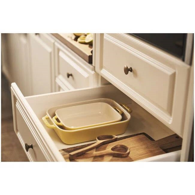 2 Piece Ceramic Stoneware Bakeware Set in Yellow