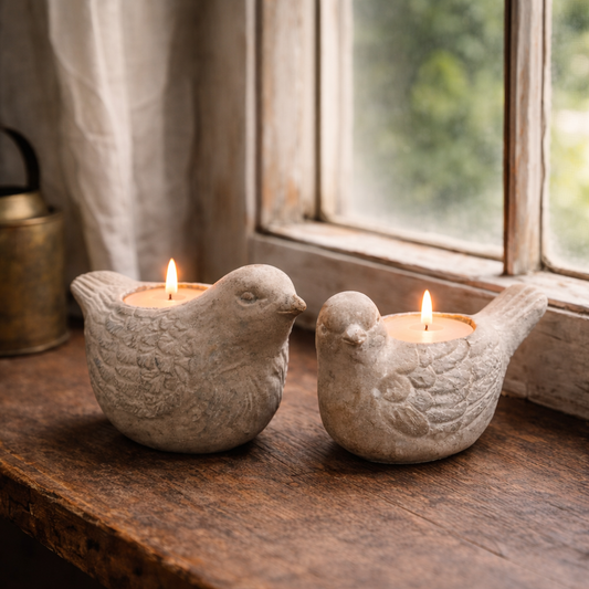 CEMENT BIRD CANDLE HOLDER VagabondVintage