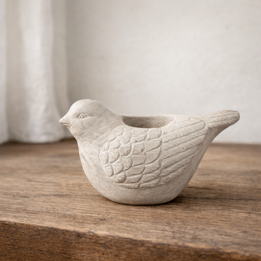 CEMENT BIRD CANDLE HOLDER VagabondVintage