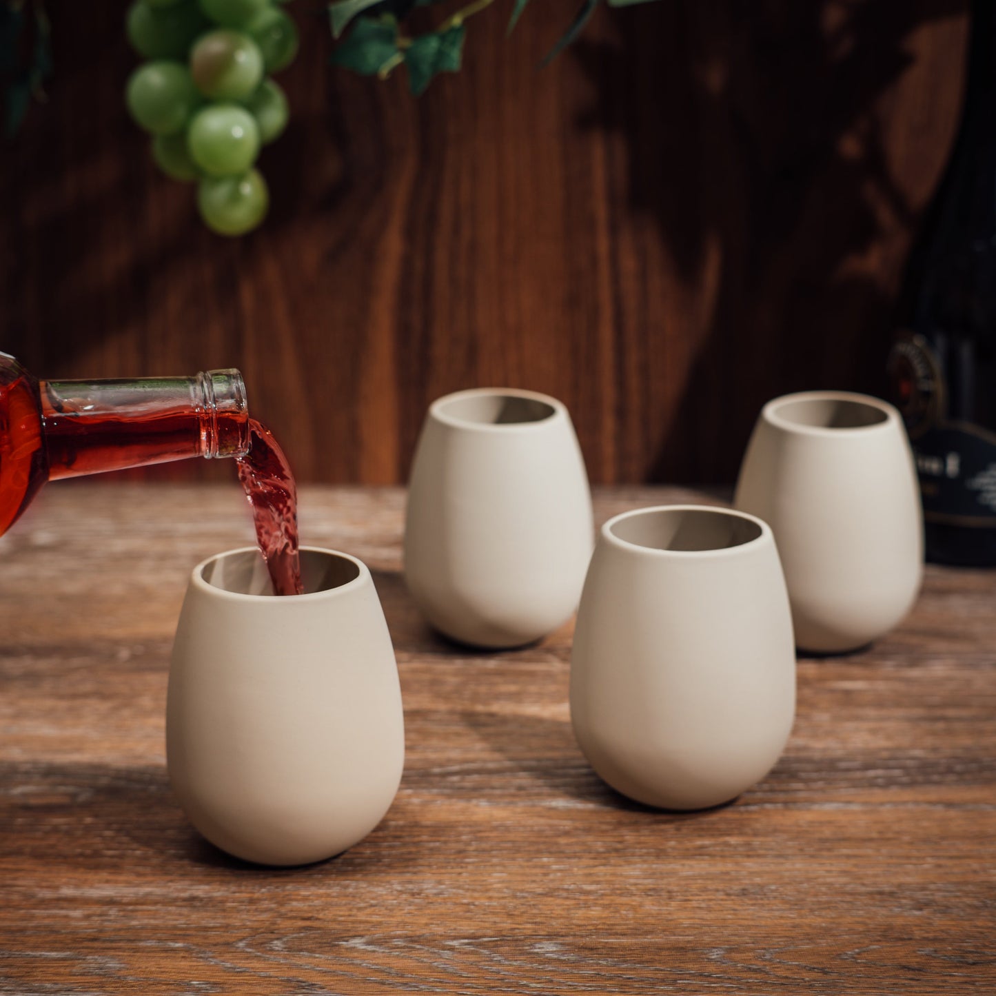 Unbreakable Silicone Stemless Wine Glassware | Set of 4 | Reusable & Shatterproof Tumbler Drinkware