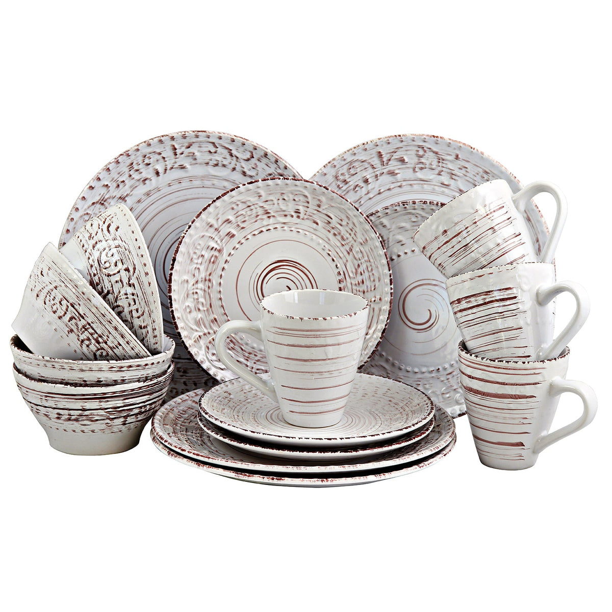 Elama Malibu Sands 16-Piece Dinnerware Set in Shell The Shop On Spaulding