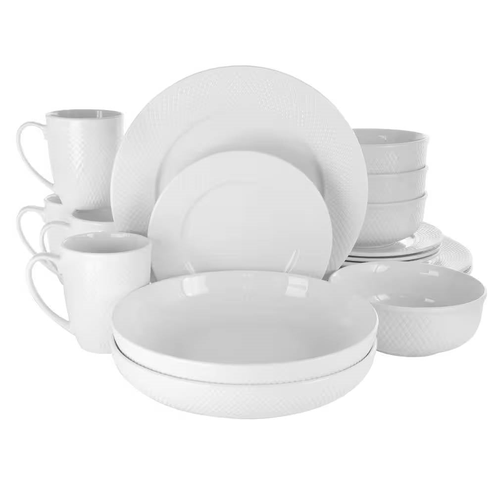 18-Piece White Porcelain Dinnerware Set with Plates Bowls Mugs - Service for 4 HomePacific