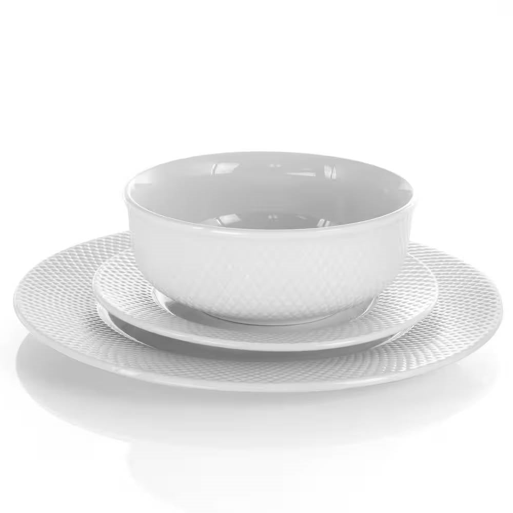 18-Piece White Porcelain Dinnerware Set with Plates Bowls Mugs - Service for 4 HomePacific