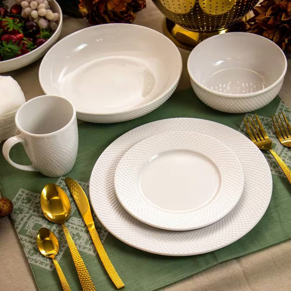 18-Piece White Porcelain Dinnerware Set with Plates Bowls Mugs - Service for 4 HomePacific