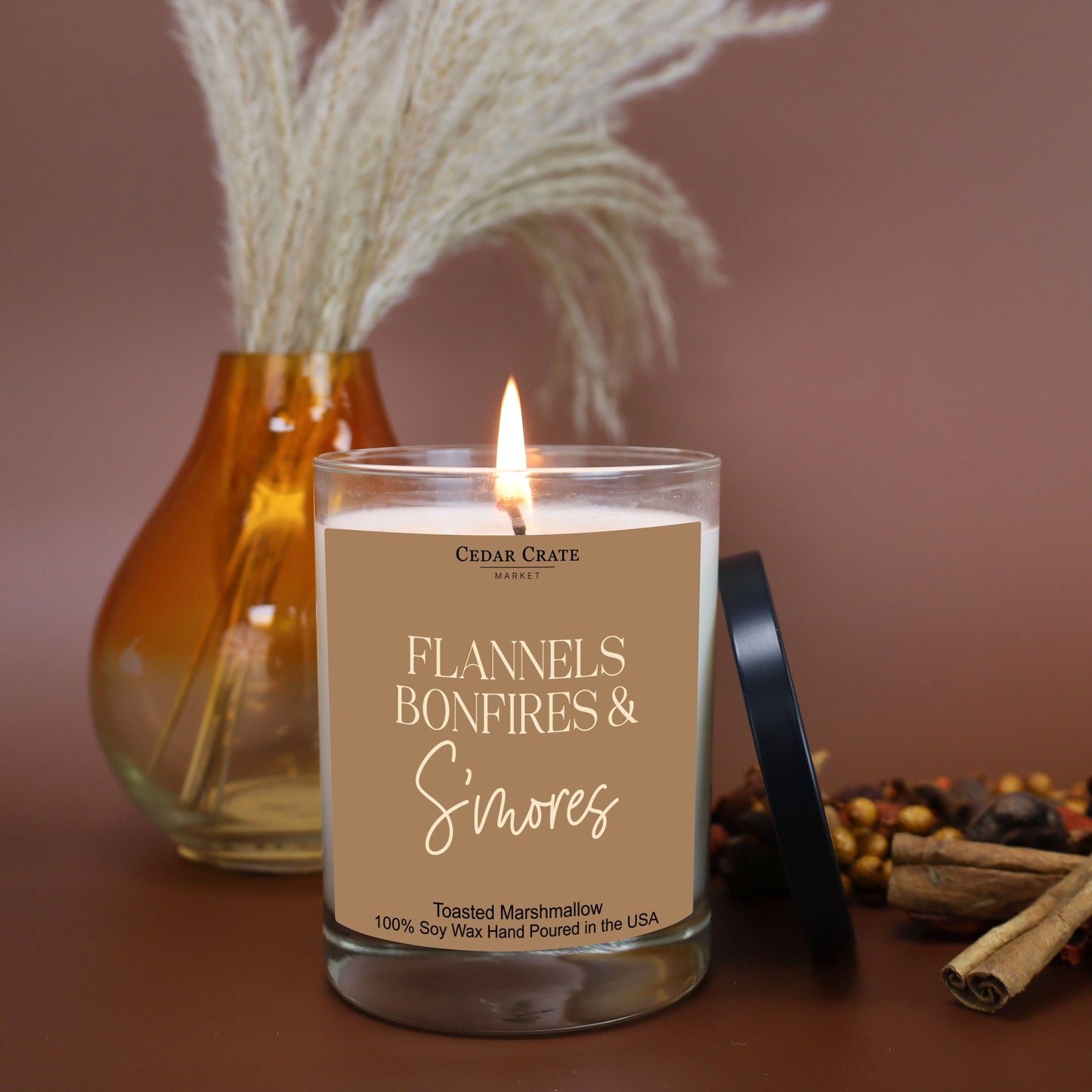 Flannels, Bonfires & S'mores - Fall Candle Decor