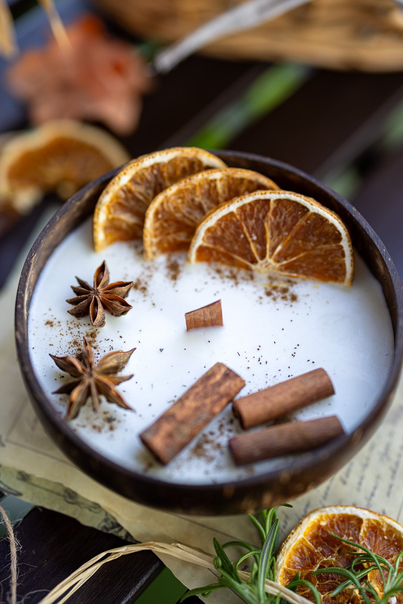 Coconut Candle Bowl – Custom Scented Fall Candle, Holiday Home Decor Gift