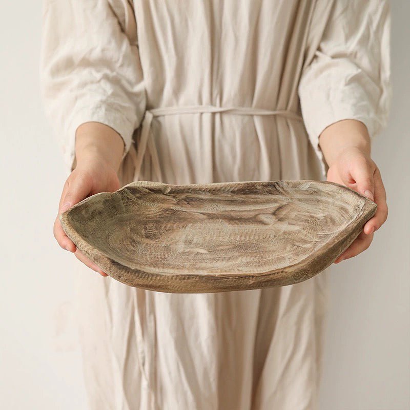 Retro Wooden Boat-Shaped Fruit Platter RusticReach