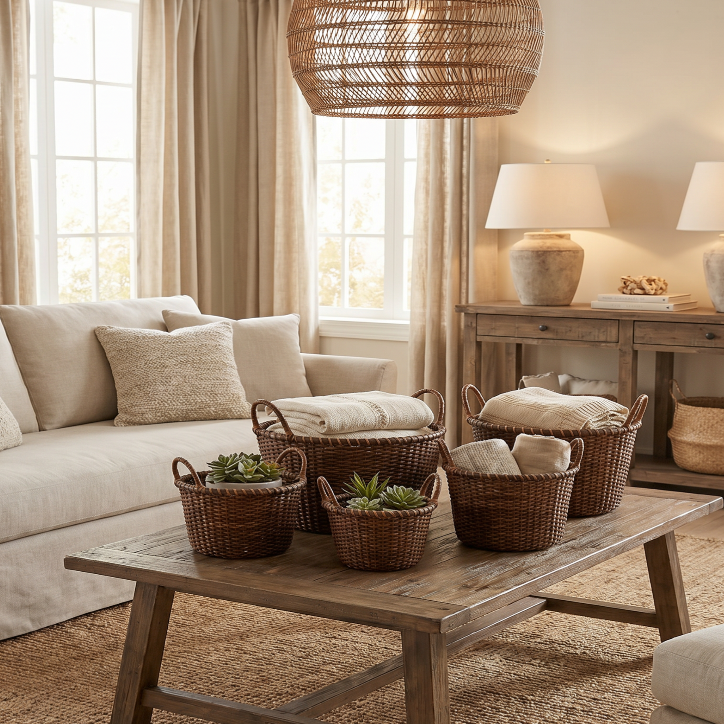 Handwoven Rattan Produce Basket
