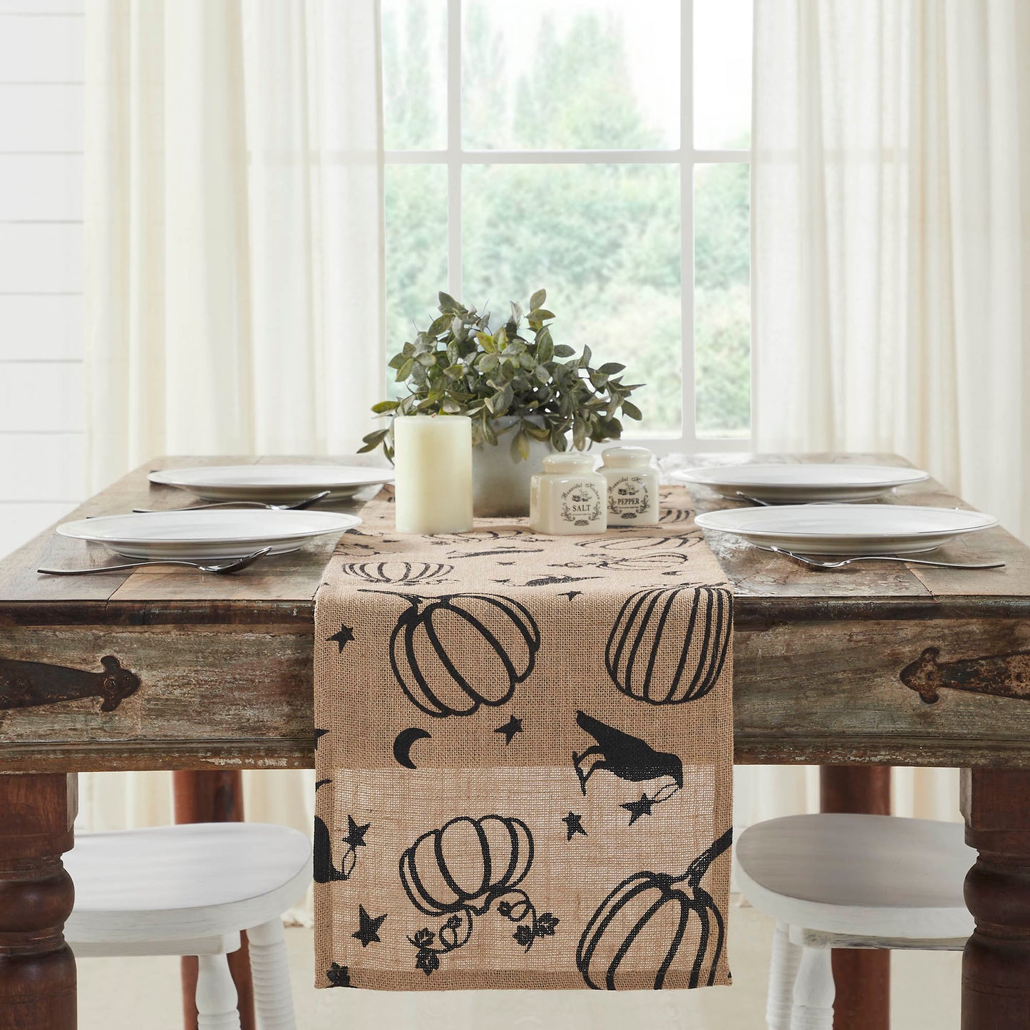 Raven & Pumpkin Gothic Halloween Table Runner