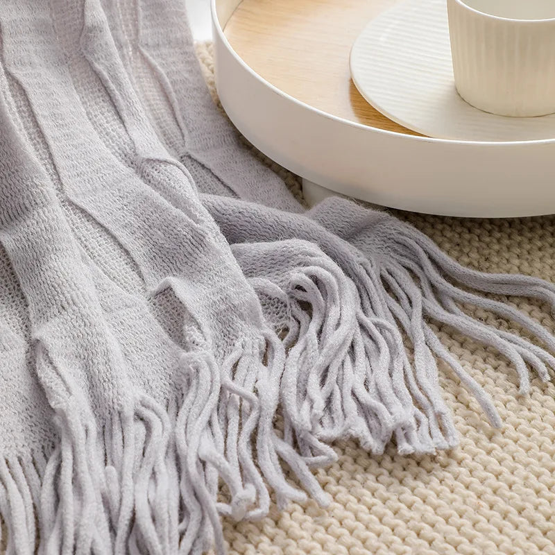DecorBites™ Knitted Geometric Throw Blanket