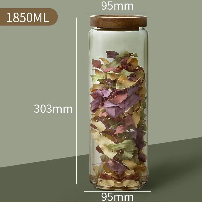 DecorBites™ Glass Airtight Canister with Wooden Lid | Versatile Kitchen Storage Solution