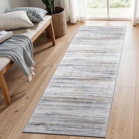 Vintage Pattern & Minimalist Stripe Long Runner Rug Retro Style Mat Non Slip Durable for Hallway Living Room Entryway Home Decor