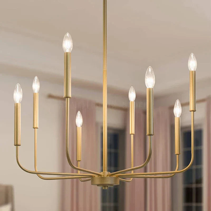DecorBites™ Gold Black Retro Chandelier Candle Ceiling Lighting for Living Room & Restaurant