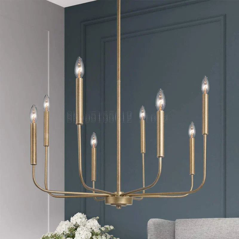DecorBites™ Gold Black Retro Chandelier Candle Ceiling Lighting for Living Room & Restaurant