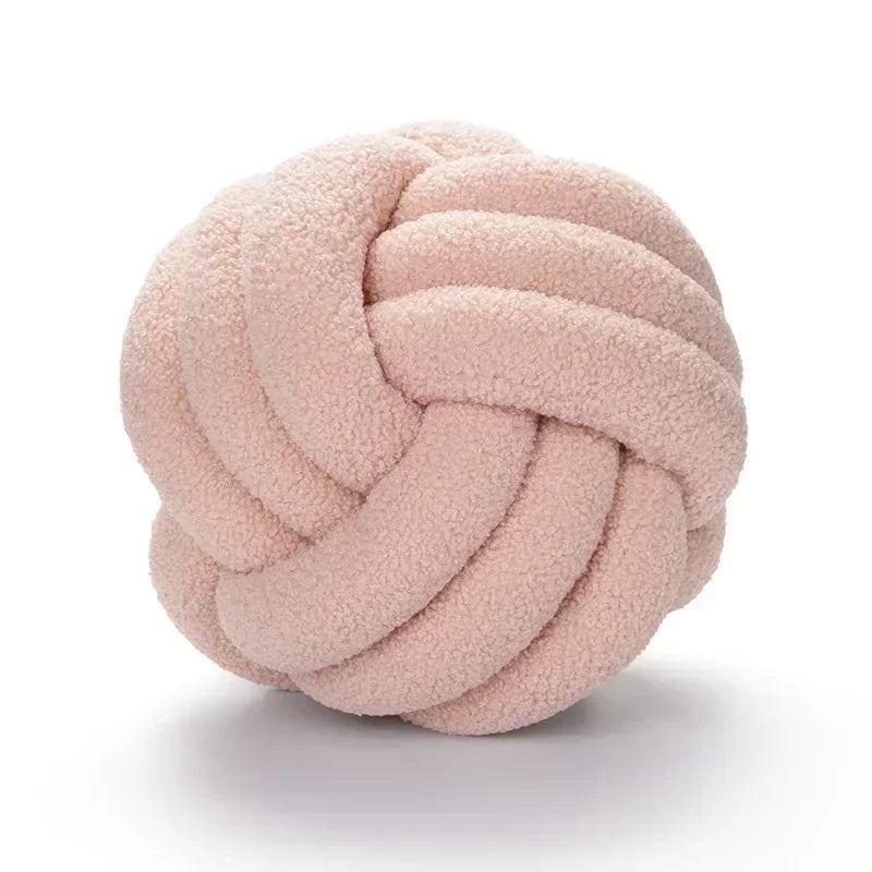 DecorBites™ Lamb Fleece Sofa Bed Pillows, High-End Knotted Ball Cushions for Elegant Living Room Decor