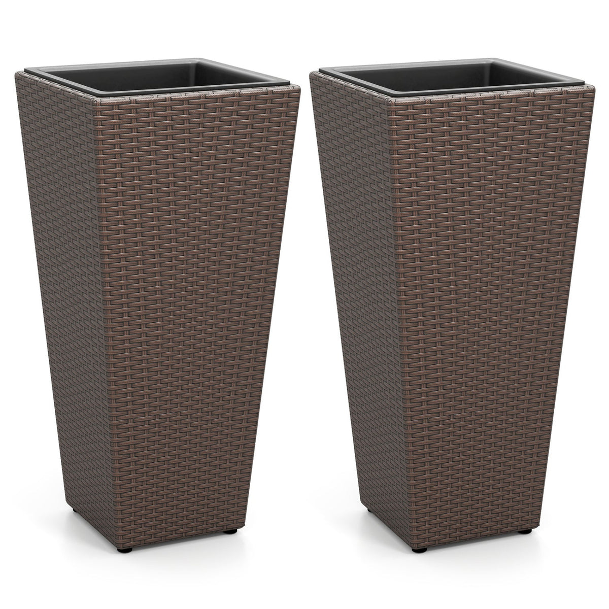 Tall Rattan Plant Pots with Liners - Set of 2 DirectDeals