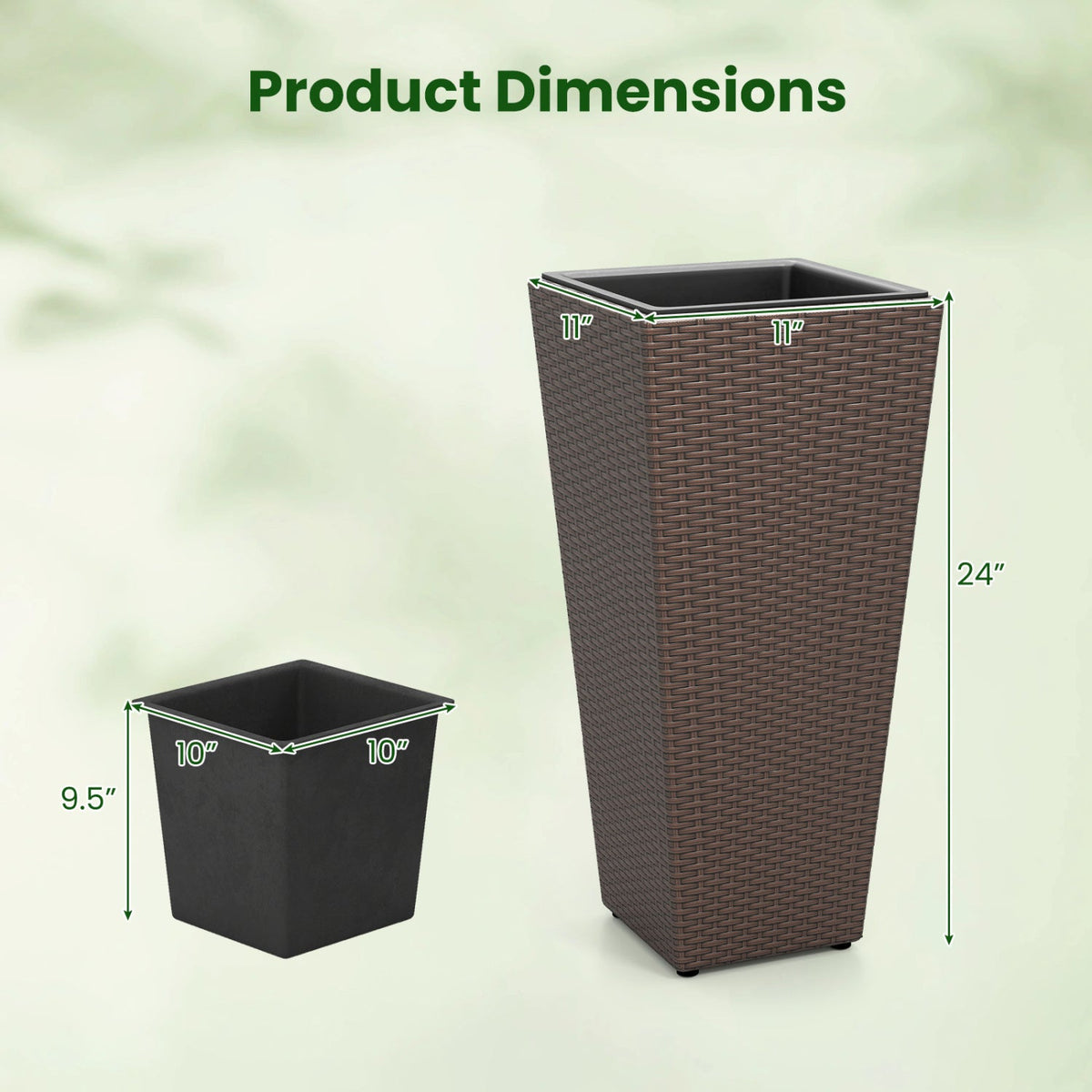 Tall Rattan Plant Pots with Liners - Set of 2 DirectDeals