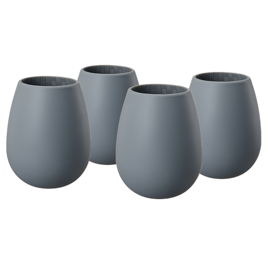 Unbreakable Silicone Stemless Wine Glassware | Set of 4 | Reusable & Shatterproof Tumbler Drinkware