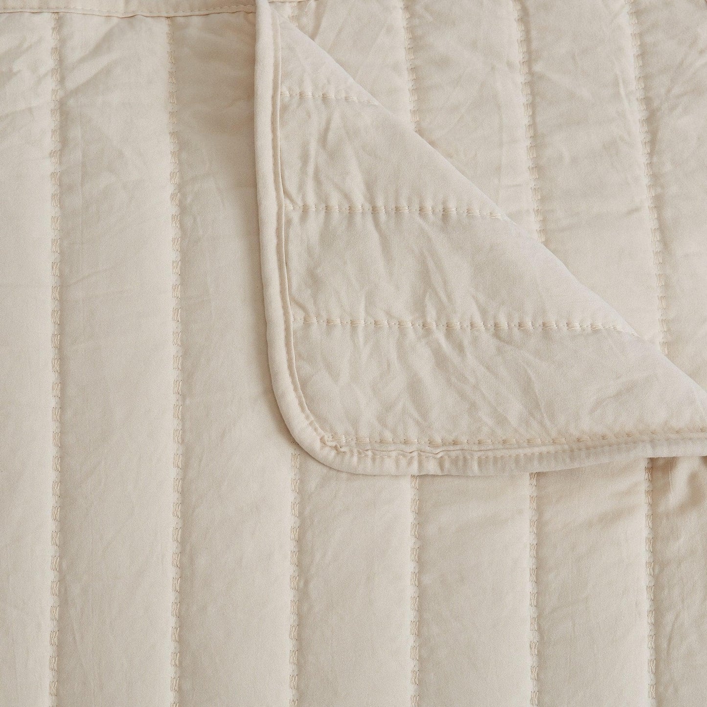 3 Piece Solid Striped Quilt From The Virginia Collection For Luxurious Breathable Bedroom Comfort