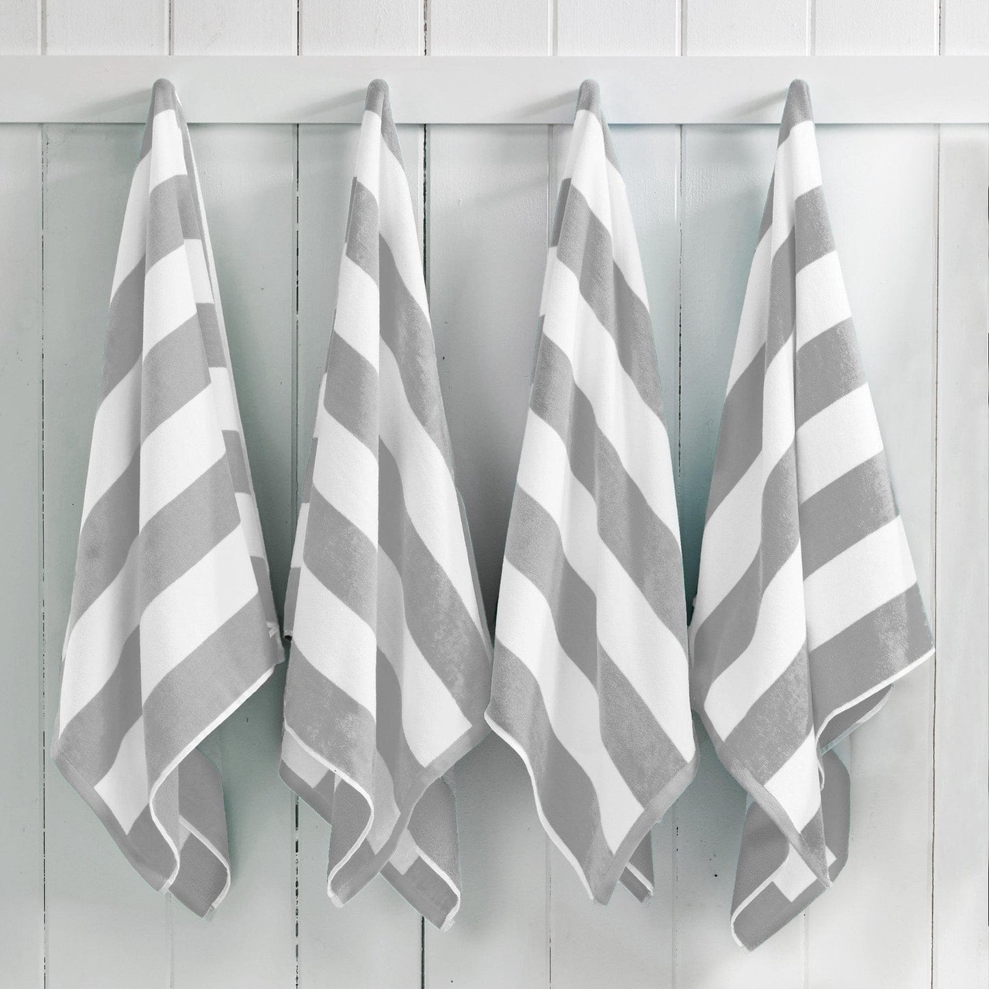 Oversized Cotton Velour Cabana Stripe Beach Towel Novia Collection Ultra Soft for Beach Poolside Camping