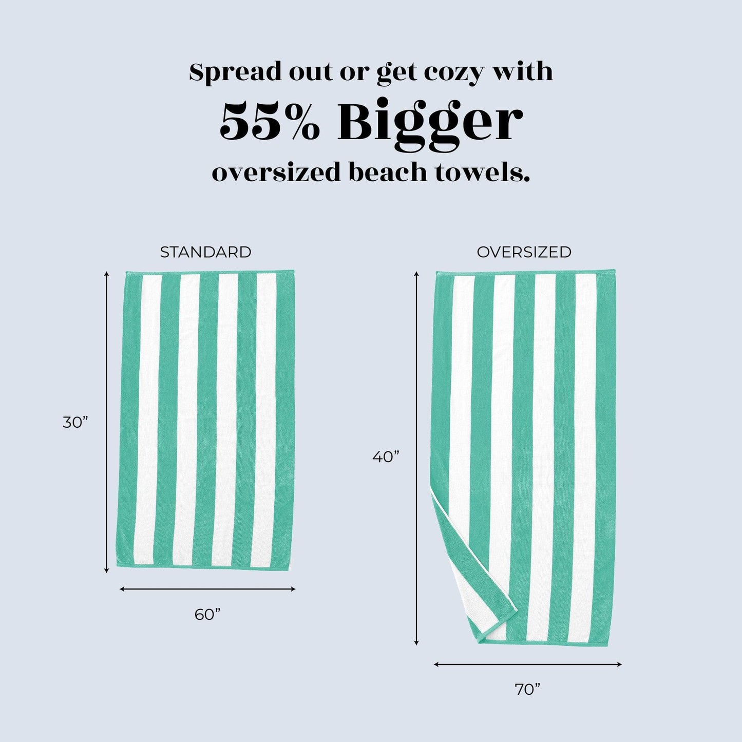 Oversized Cotton Velour Cabana Stripe Beach Towel Novia Collection Ultra Soft for Beach Poolside Camping