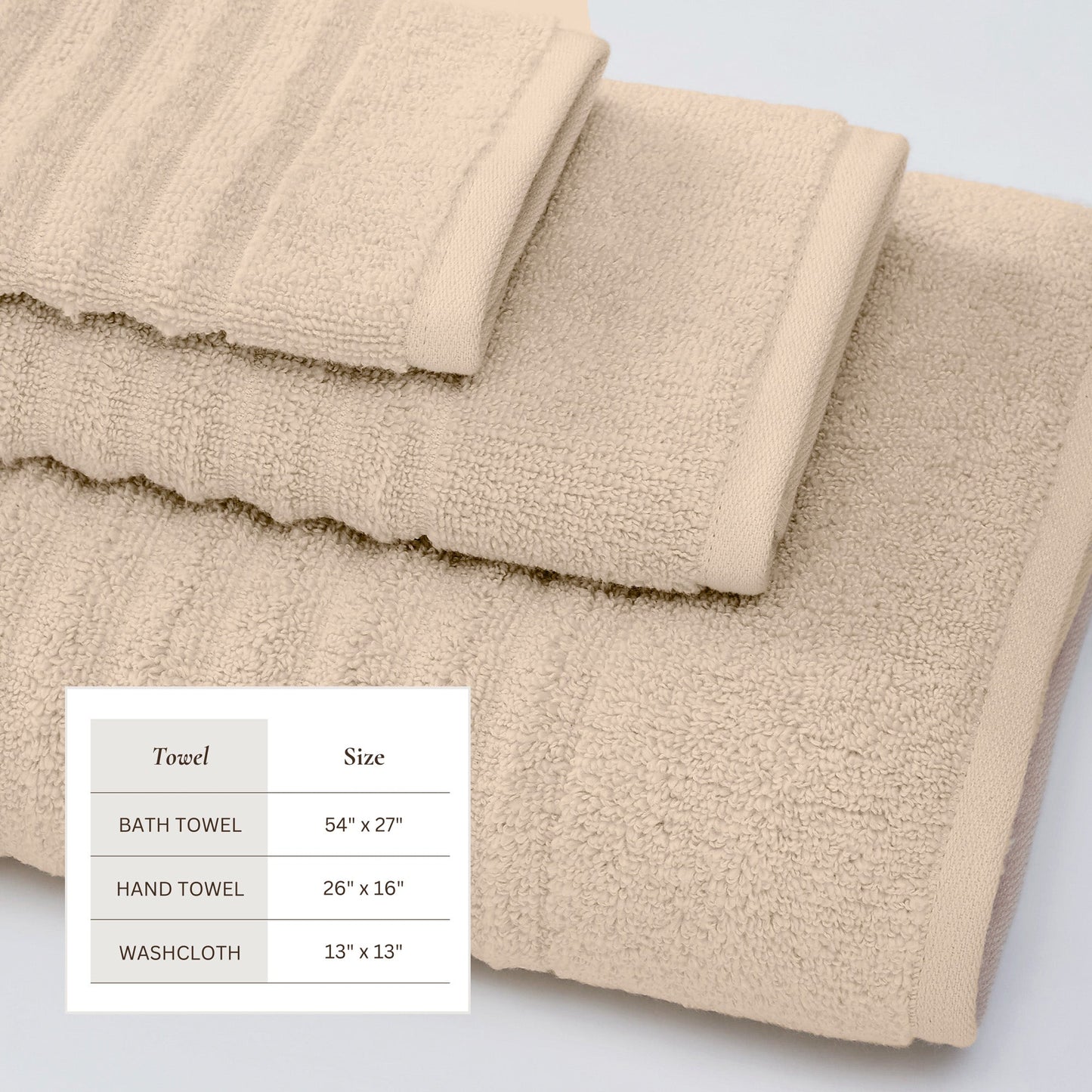 Karina Collection Luxury Cotton Bath Towels With Combed Cotton And Modern Ribbed Texture