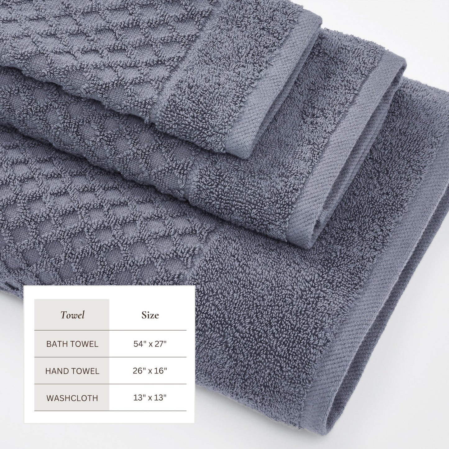 Cotton Diamond Waffle Weave Bath Towel Set Grayson Collection Low Twist Two Ply Towels For Everyday Luxury
