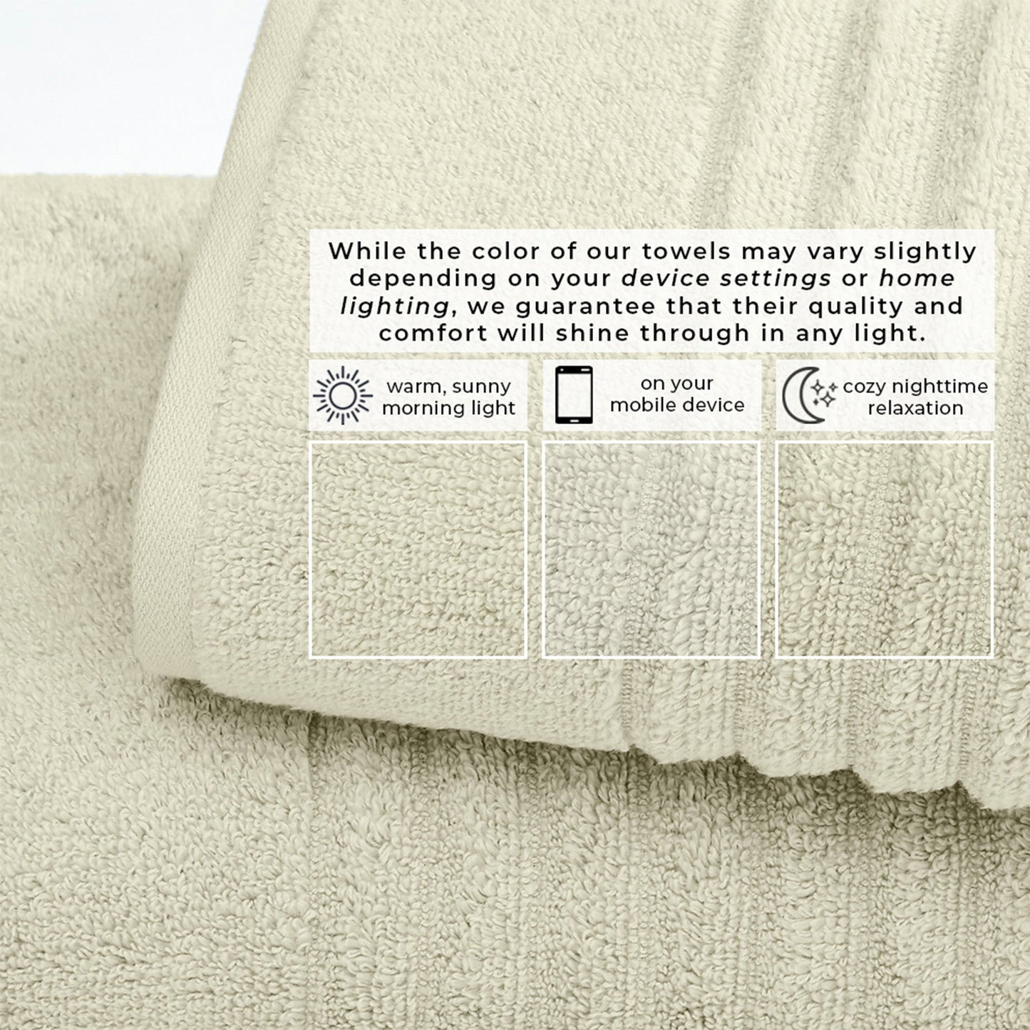 Karina Collection Luxury Cotton Bath Towels With Combed Cotton And Modern Ribbed Texture