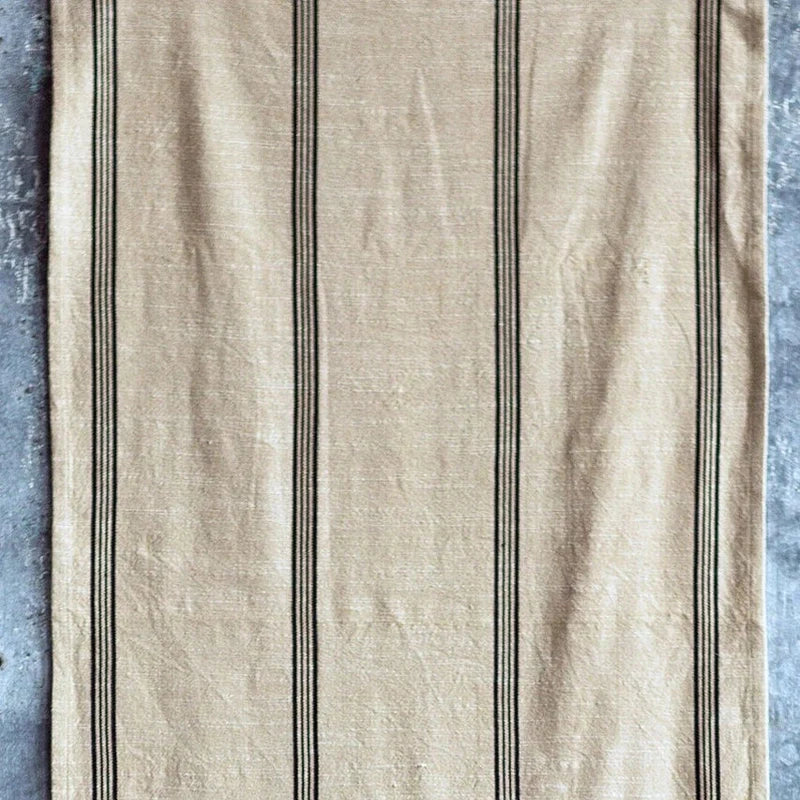 Cotton Black and Beige Striped Runner VagabondVintage