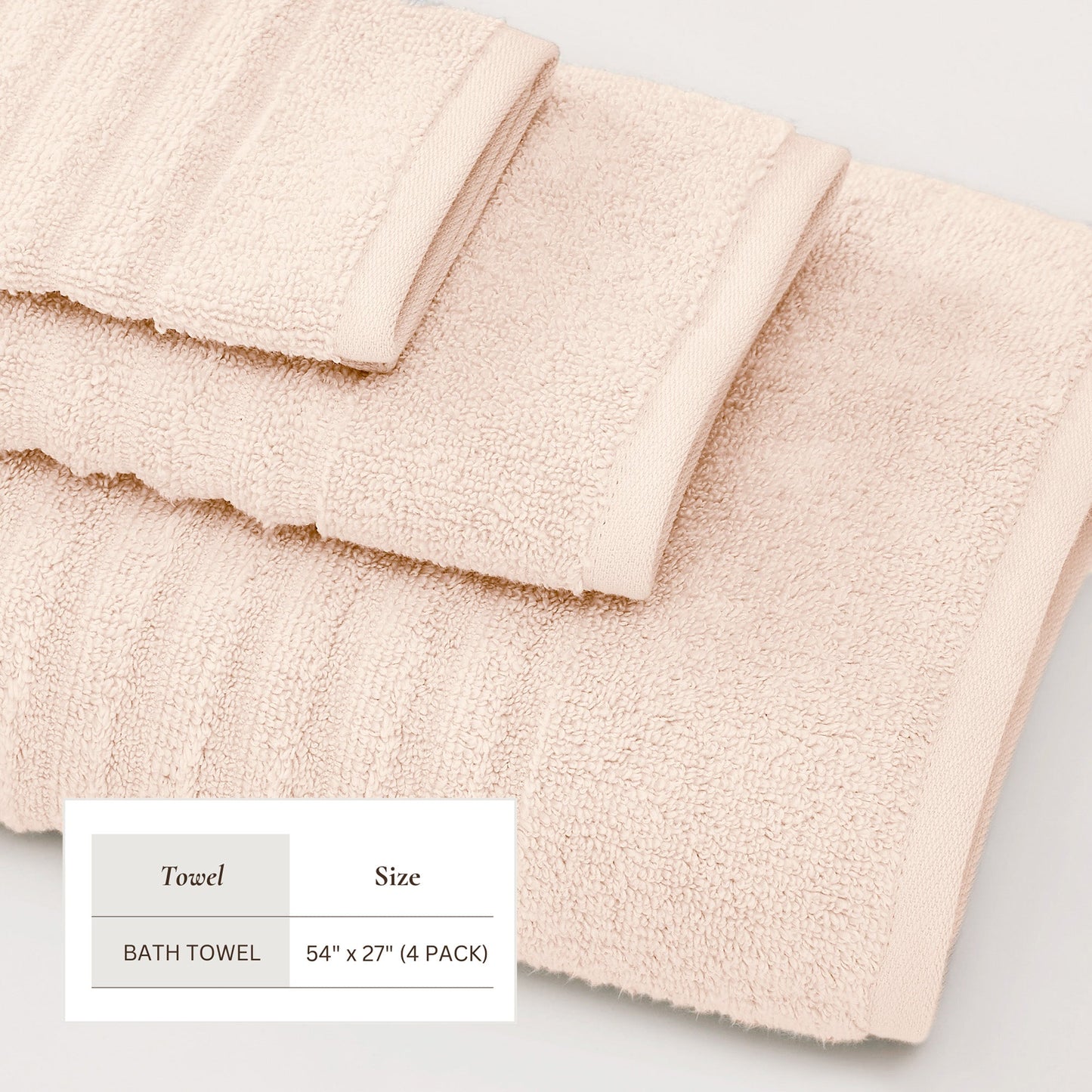 Karina Collection Luxury Cotton Bath Towels With Combed Cotton And Modern Ribbed Texture