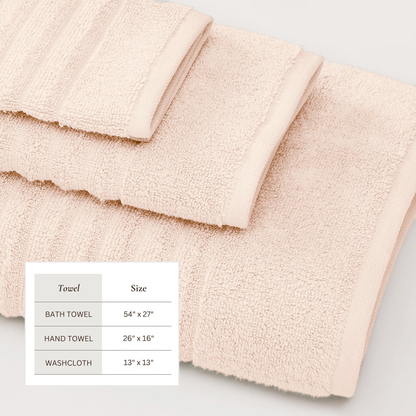 Karina Collection Luxury Cotton Bath Towels With Combed Cotton And Modern Ribbed Texture