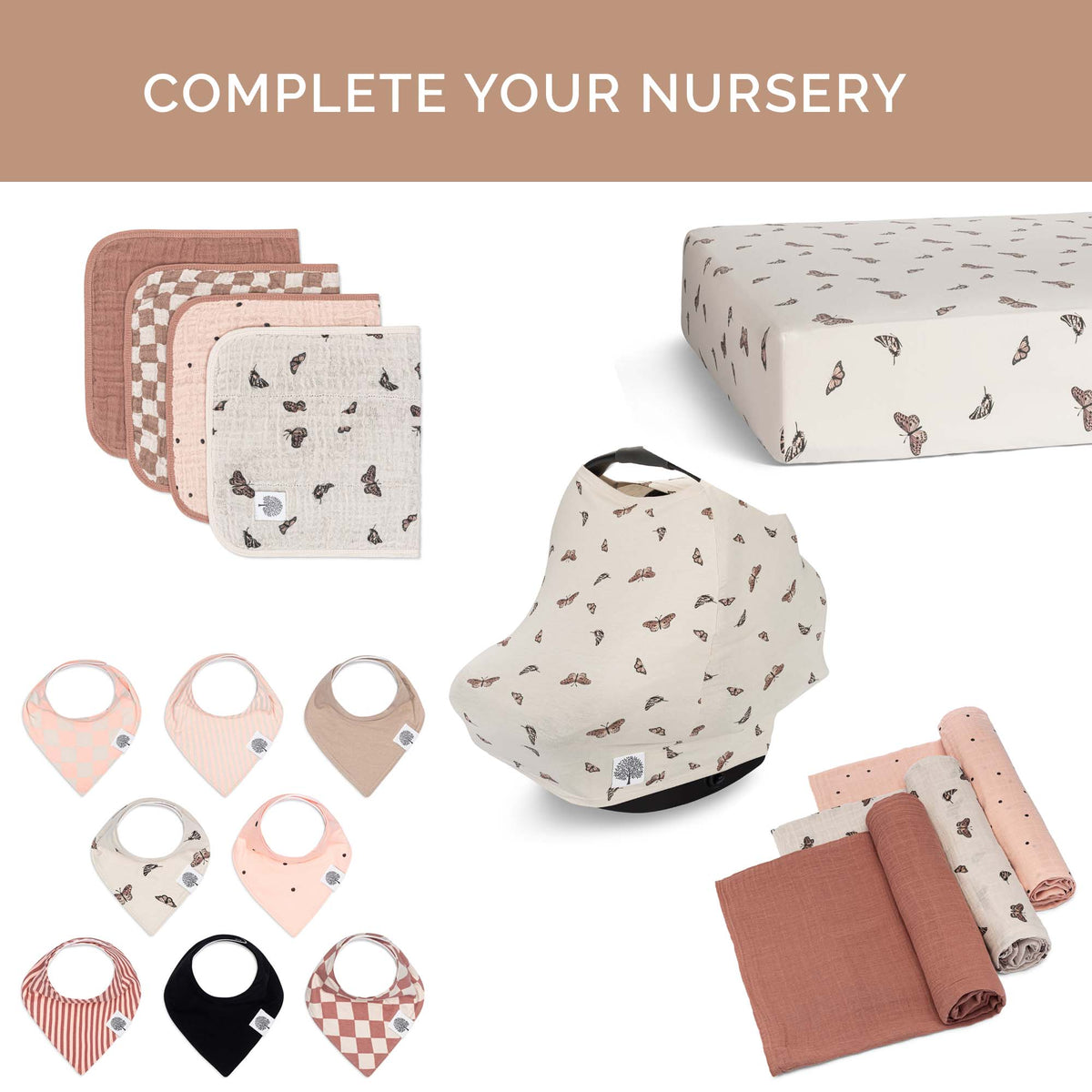 Butterfly Set - Muslin Burp Cloths (4 Pack) Parker Baby Co.