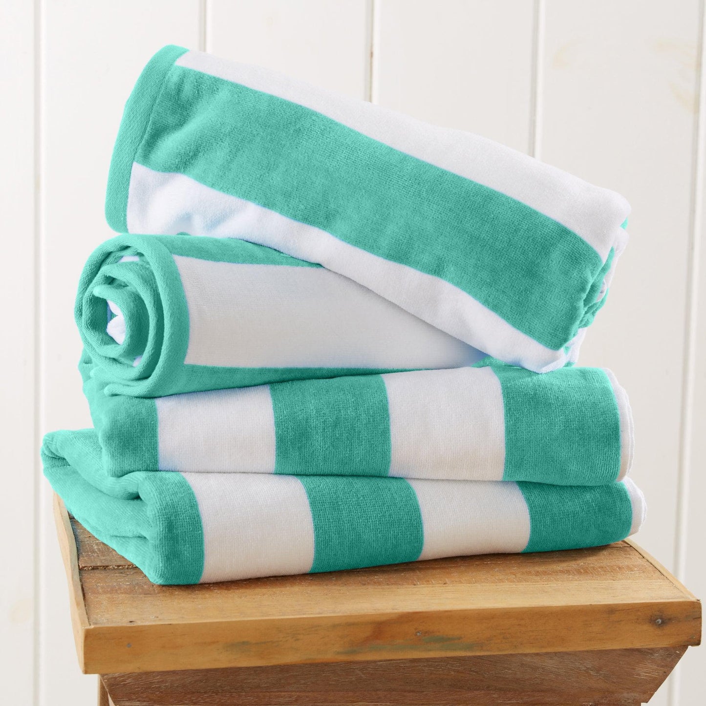 Oversized Cotton Velour Cabana Stripe Beach Towel Novia Collection Ultra Soft for Beach Poolside Camping