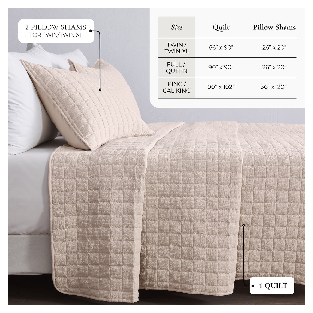 Box-Stitched Seersucker Quilt Set - Seersucker Collection Great Bay Home