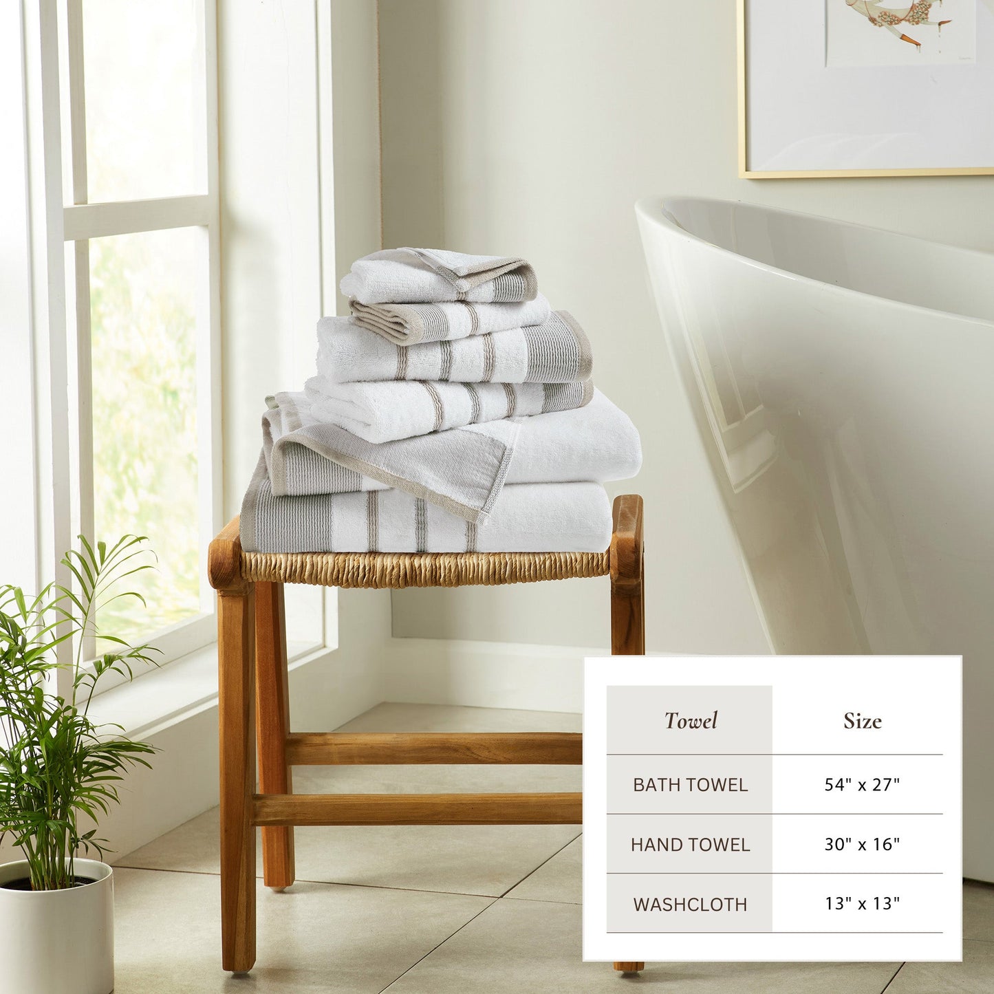 Decorative Cotton Stripe Bath Towel Set - Noelle Collection
