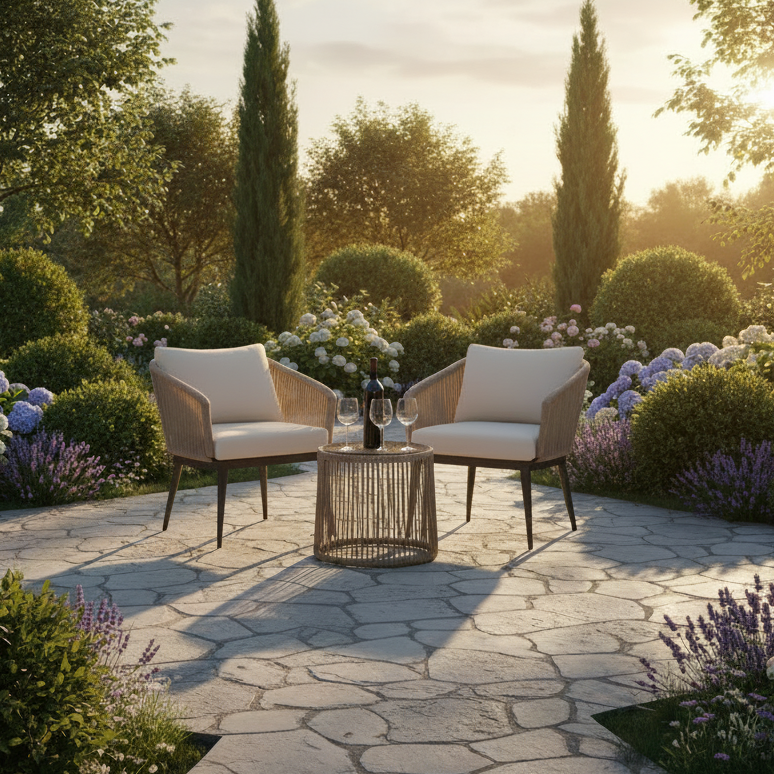 Beige 3 Piece Patio Rattan Bistro Conversation Set Outdoor Wicker Chairs And Side Table