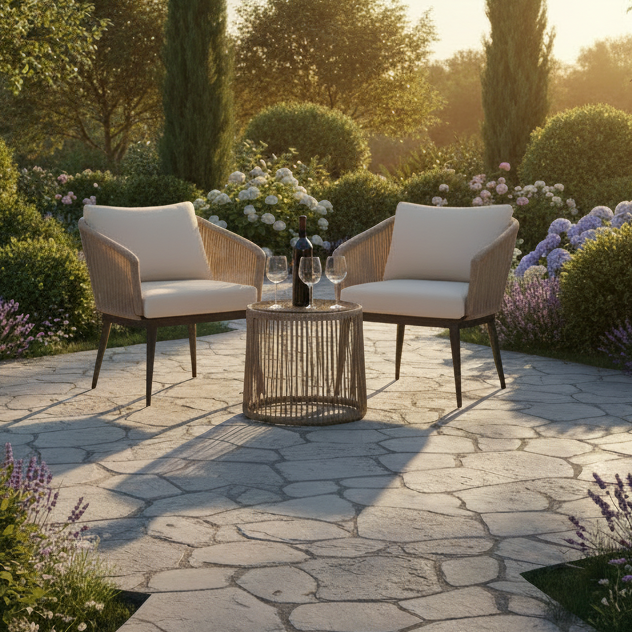 Beige 3 Piece Patio Rattan Bistro Conversation Set Outdoor Wicker Chairs And Side Table