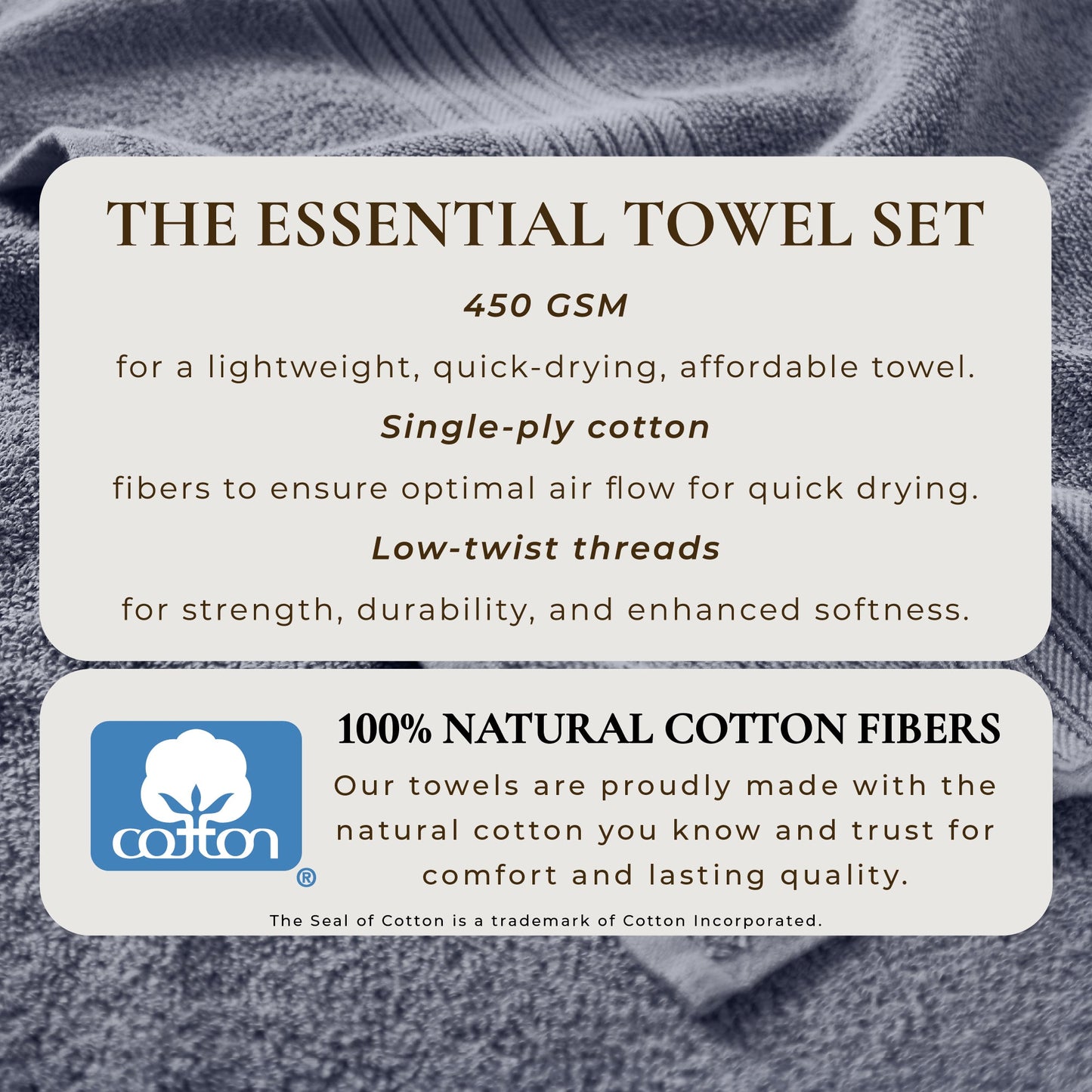 Cooper Collection Cotton Terry Bath Towel Set Lightweight Soft Towels Quick Drying Feather Spun Technology