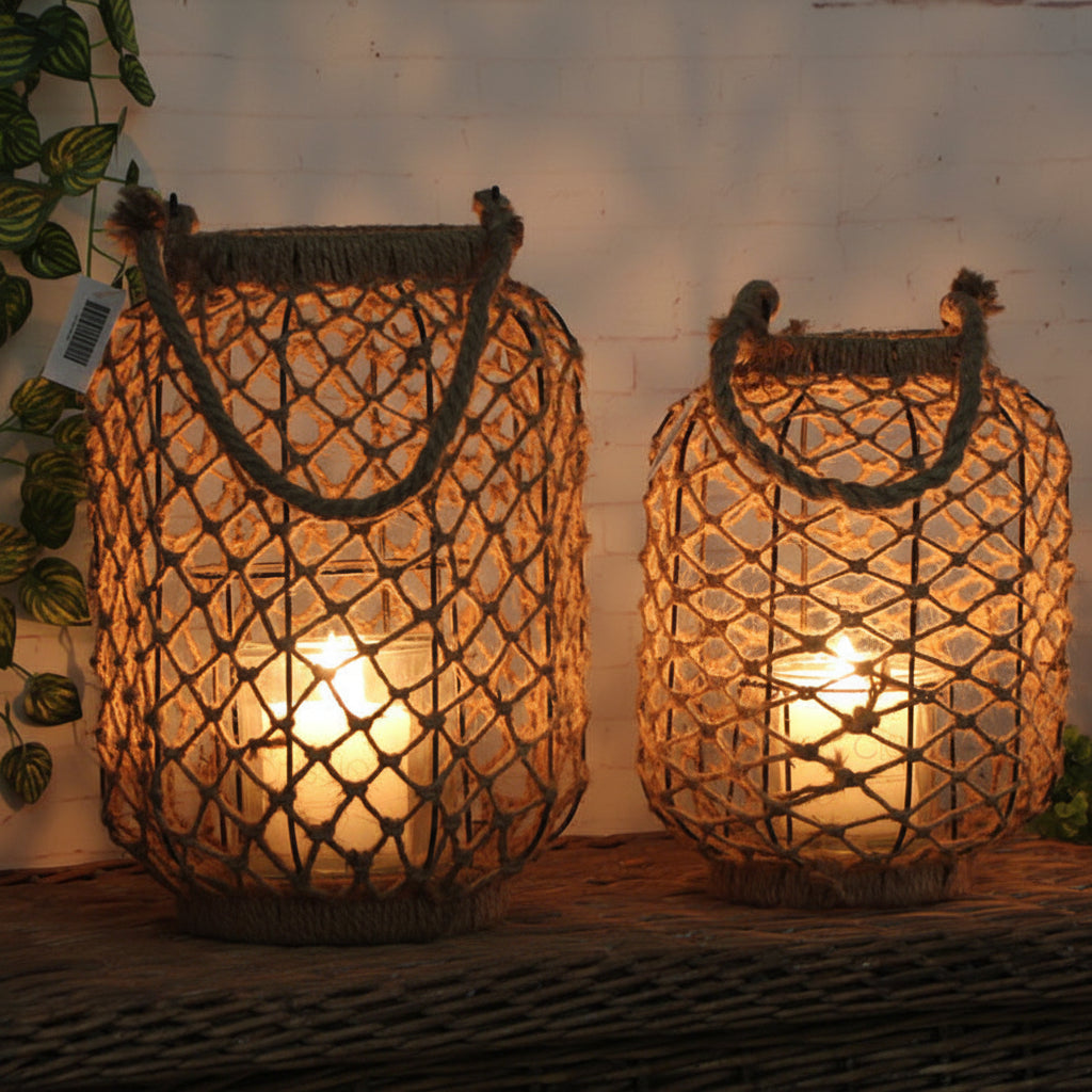 Hemp Rope Woven Lantern Garden Shade