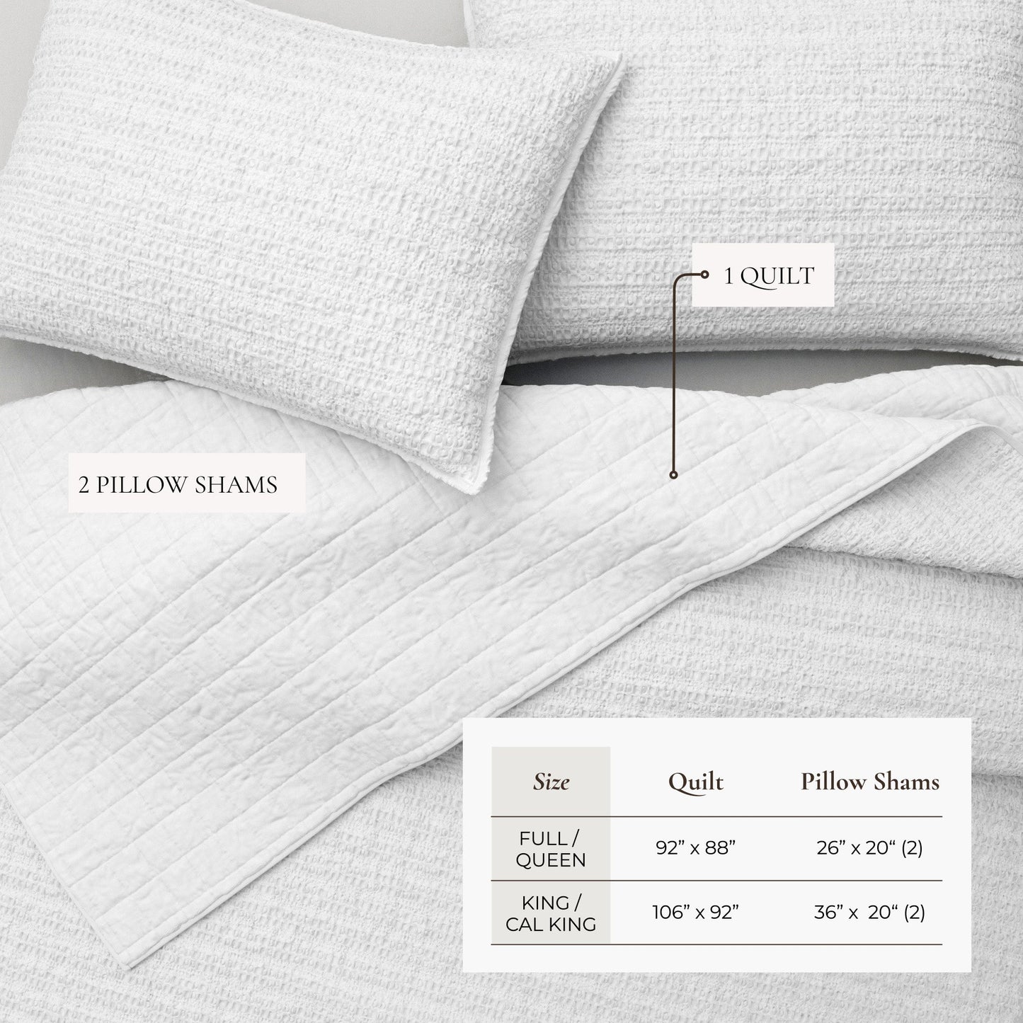 100 Percent Cotton Honeycomb Waffle Quilt Set Garment Washed Genevieve Collection