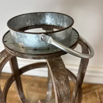 Wood lantern With Metal VagabondVintage