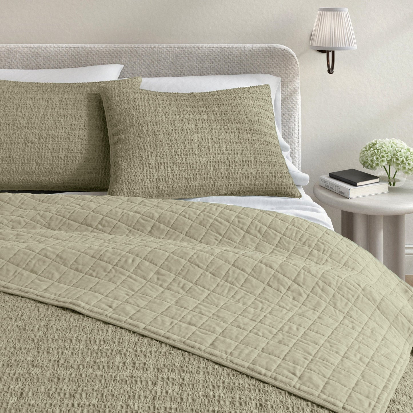 100 Percent Cotton Honeycomb Waffle Quilt Set Garment Washed Genevieve Collection