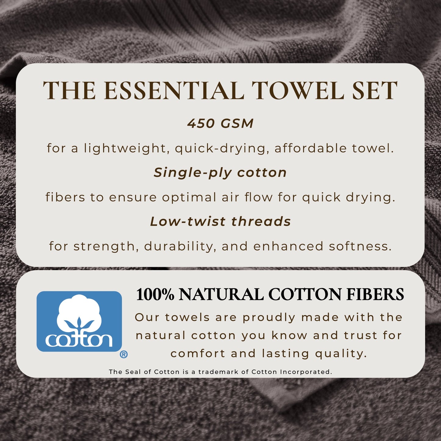Cooper Collection Cotton Terry Bath Towel Set Lightweight Soft Towels Quick Drying Feather Spun Technology