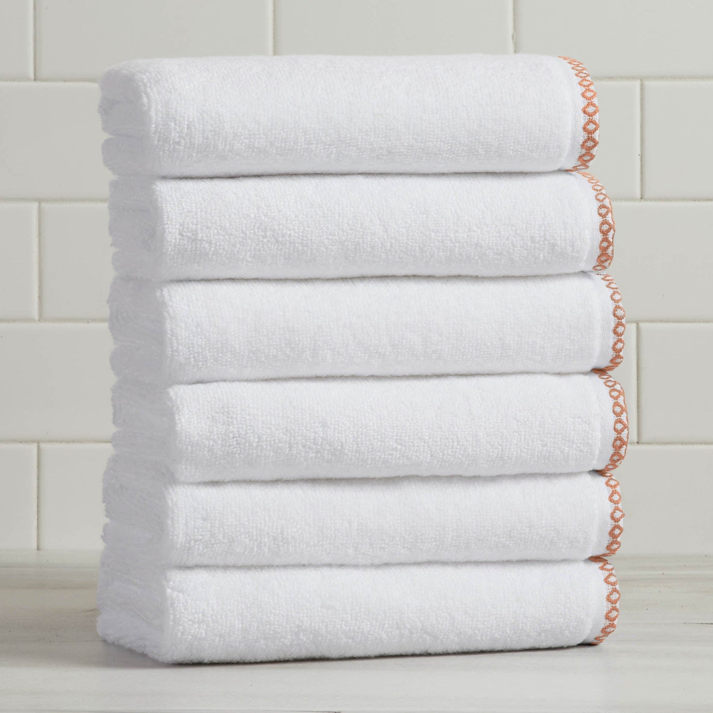 Cotton Border Stitched 6 Piece Towel Set Valery Collection Zero Twist Combed Cotton