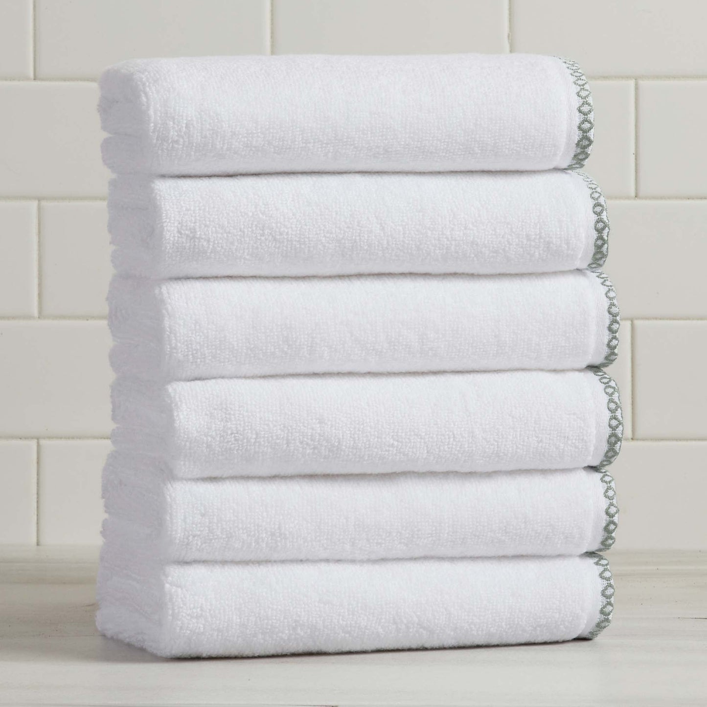Cotton Border Stitched 6 Piece Towel Set Valery Collection Zero Twist Combed Cotton