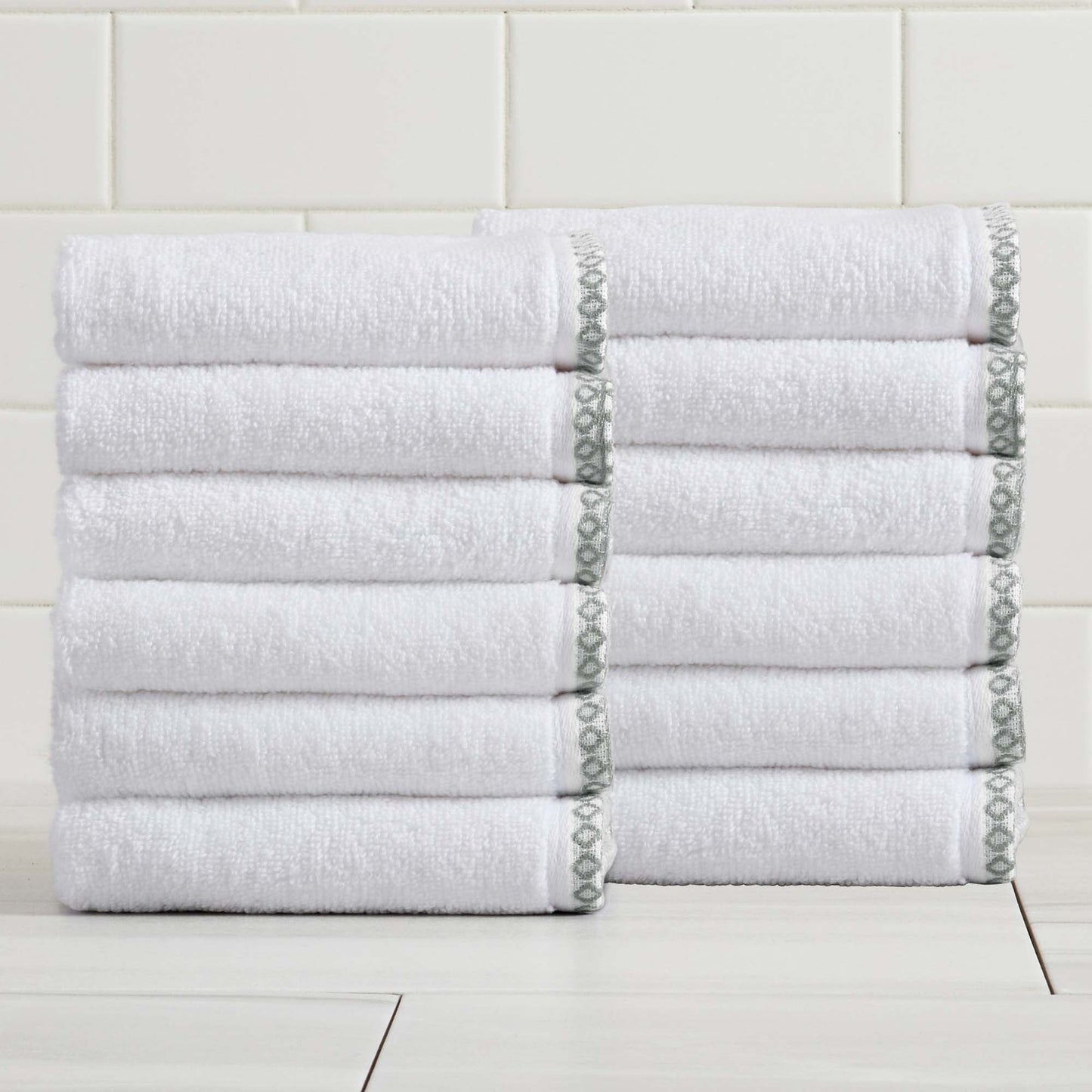 Cotton Border Stitched 6 Piece Towel Set Valery Collection Zero Twist Combed Cotton