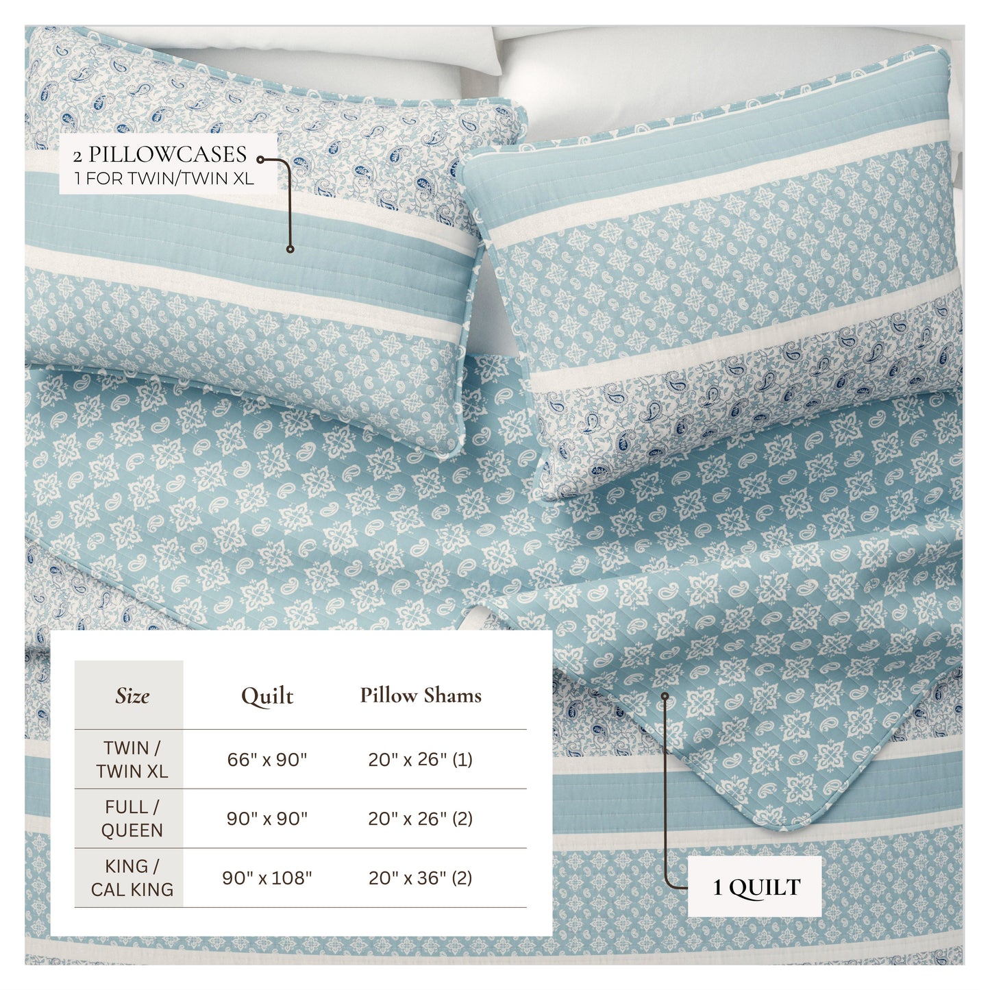 3 Piece Stripe Quilt Set Kadi Collection Soft Polyester Bedding For Bedroom Decor
