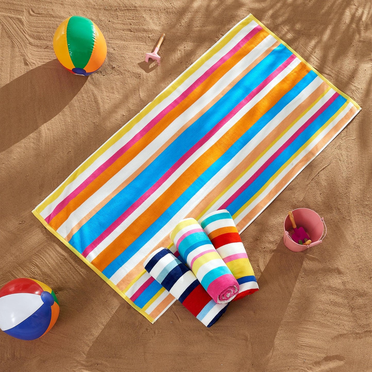 Oversized Cotton Velour Cabana Stripe Beach Towel Novia Collection Ultra Soft for Beach Poolside Camping