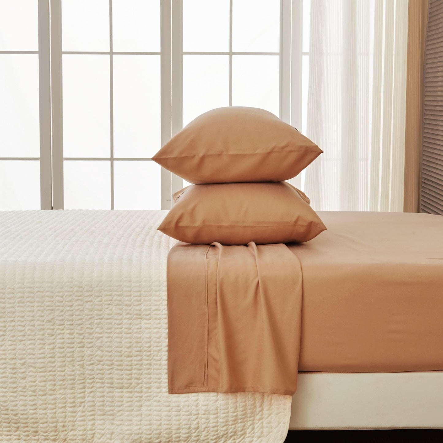 Jordyn Collection 4 Piece Rayon Derived From Bamboo Sheet Set Lightweight Breathable Wrinkle Resistant Easy Care