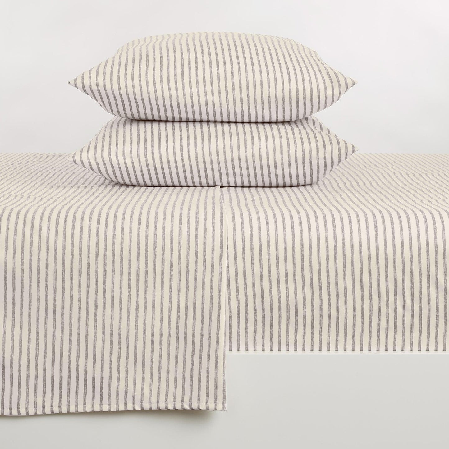 Evette Collection Striped Microfiber Sheet Set with Colorfast Stripes and Easy Care Comfort